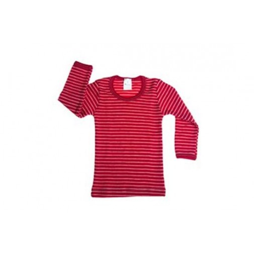 Hocosa vilnos marškinėliai dryžuoti natūrali/raudona 104