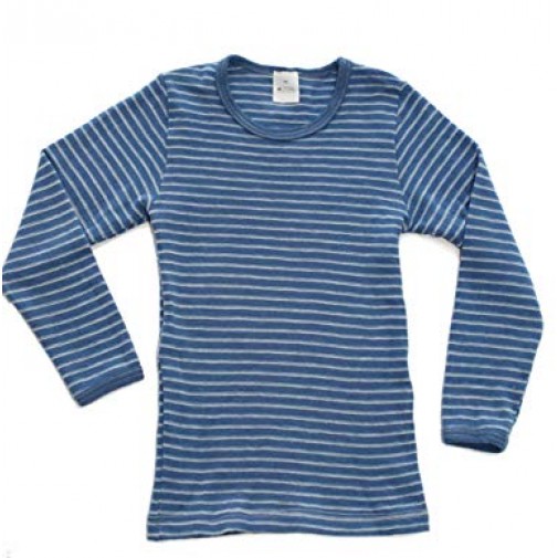 Hocosa vilnos marškinėliai dryžuoti natūrali/mėlyna 116