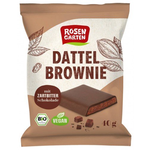Rosen Garten ekologiškas datulių BROWNIE batonėlis su juodų šokoladu, 40g