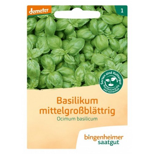 Bingenheimer biodinaminės baziliko "Ocimum basilicum" (vidutinio dydžio lapeliai) sėklos