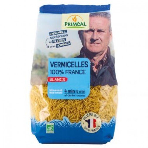Primeal ekologiški KVIEČIŲ makaronai "Vermišeliai", balti