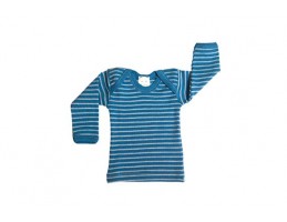 Hocosa vilnos marškinėliai dryžuoti natūrali/mėlyna 74/80