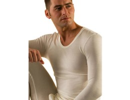 Ekologiški marškinėliai vilna/šilkas ilgom rankovėm balti 