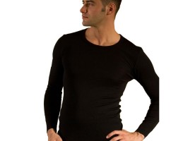 Hocosa ekologiški marškinėliai vilna/šilkas ilgom rankovėm juodi