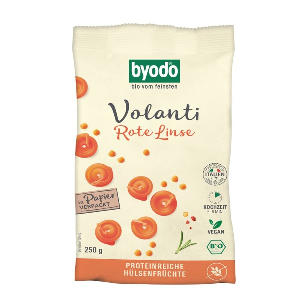 Raudonųjų lęšių makaronai „Volanti“