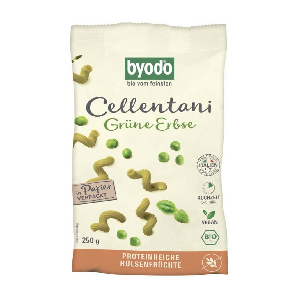 Žaliųjų žirnelių makaronai „Cellentani“