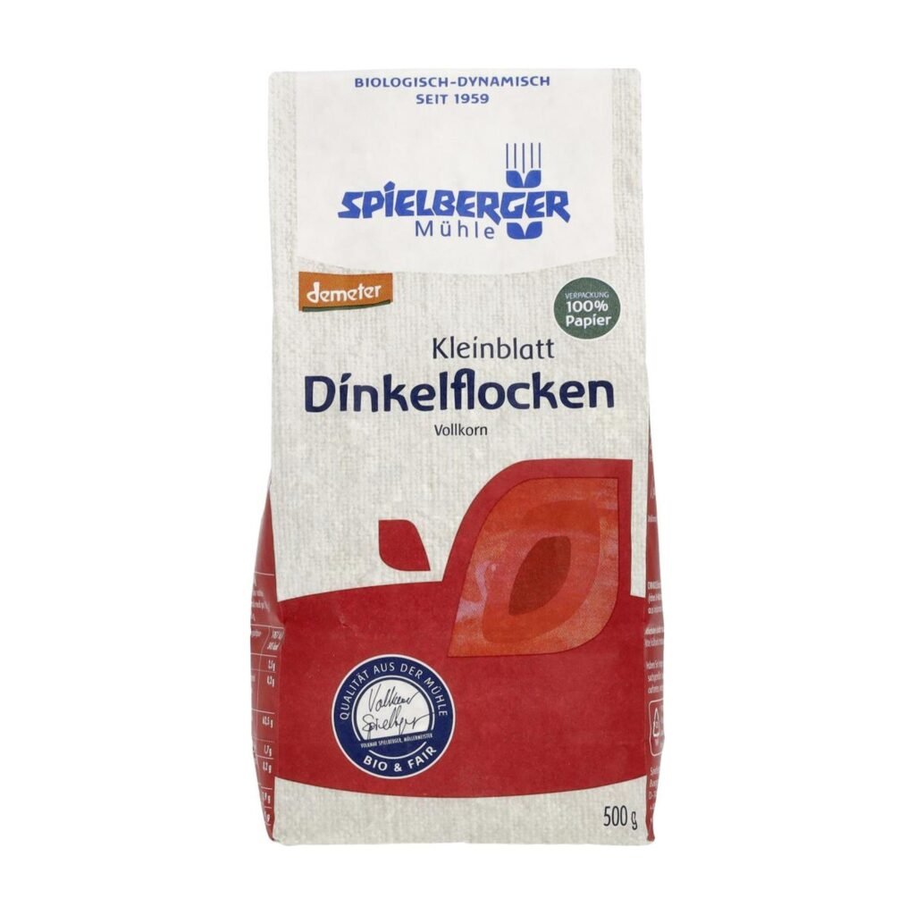 Visų grūdo dalių speltų dribsniai, smulkūs
