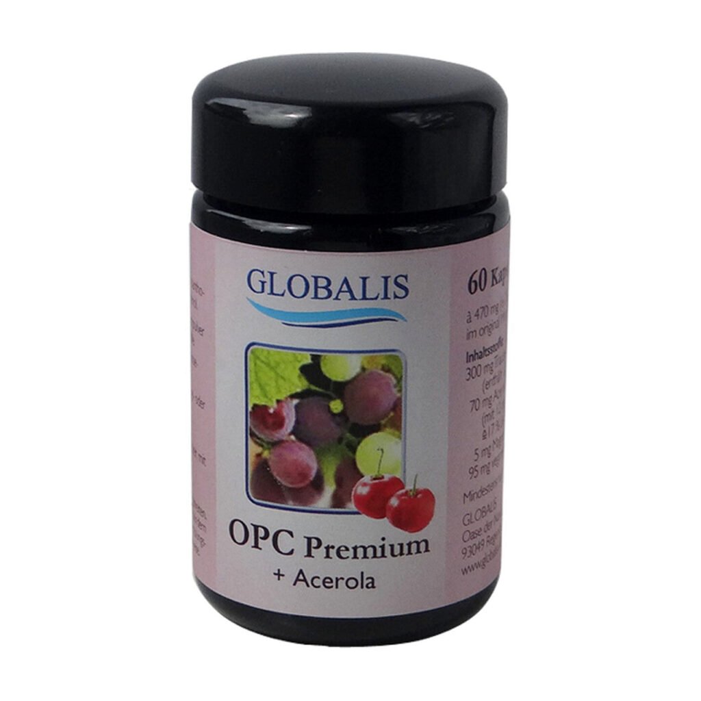 Globalis Oase der Natur OPC Premium + Acerola, maisto papildas 60 veganiškų kapsulių po 465 mg ( 27,9g ); 60 kapsulių – 27,9 g